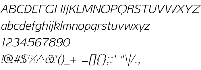Podgląd czcionki Afta sans Italic