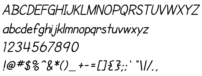 Podgląd czcionki SF Cartoonist Hand Italic