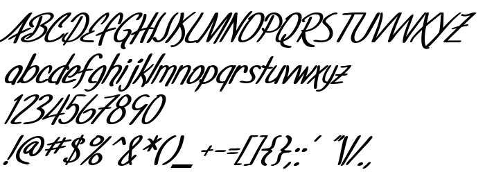 Podgląd czcionki SF Foxboro Script Bold Italic