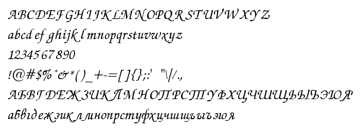 Podgląd czcionki Zapf Chancery Italic:001.007