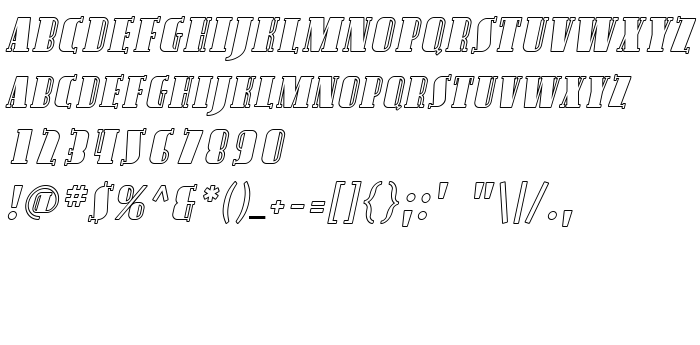 Podgląd czcionki Avondale SC Outline Italic