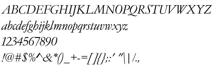Podgląd czcionki GaramondNo4CyrTCYLig Italic